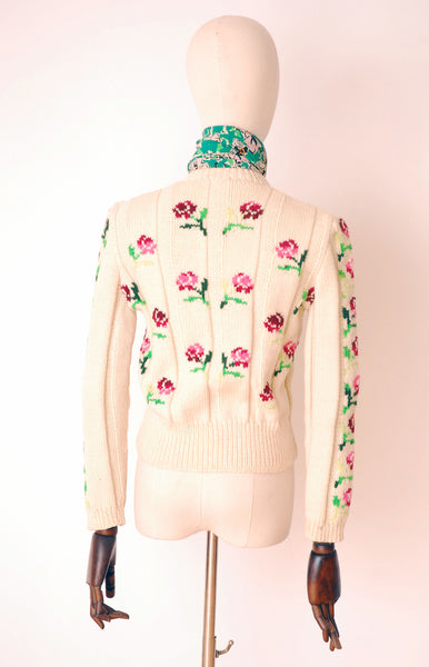 Roses Hand Knitted Cardigan | as is