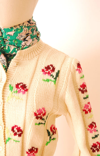 Roses Hand Knitted Cardigan | as is