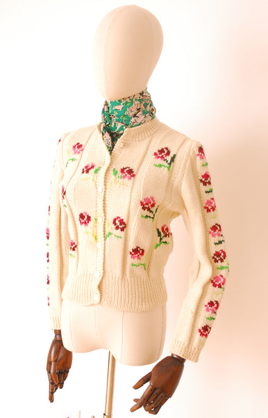 Roses Hand Knitted Cardigan | as is