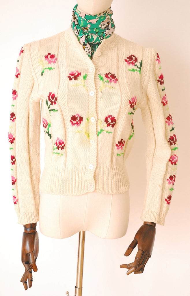 Roses Hand Knitted Cardigan | as is