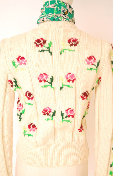 Roses Hand Knitted Cardigan | as is