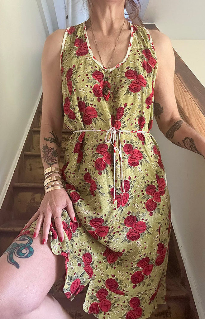 1990s Zoe Rose Print Dress