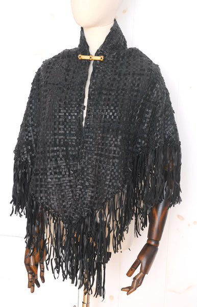 1970s-80s Woven Leather Shawl