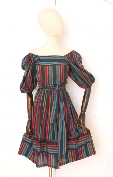 Seasonal Stripe Dress / 1970s-80s