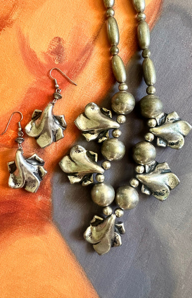 Floral Necklace & Earring Set | 1980s