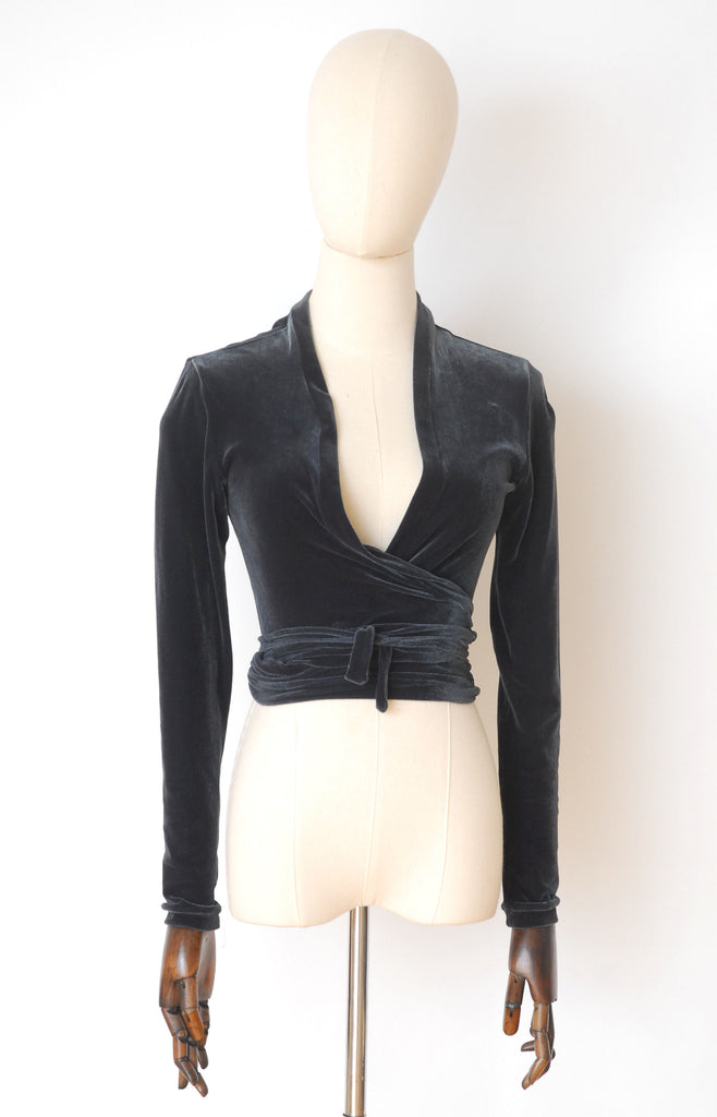 1990s Velvet Wrap Top