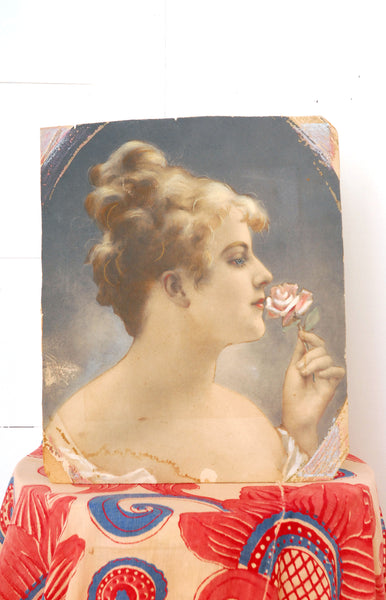 The Rose Hand-Painted Image on Card  / Late 1800s-early 1900s