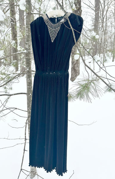 Virginie of Paris Grecian-style Micro Pleat Dress | early 1980s