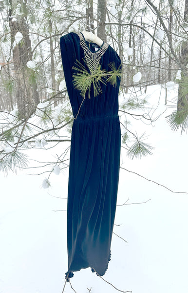 Virginie of Paris Grecian-style Micro Pleat Dress | early 1980s