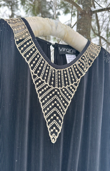 Virginie of Paris Grecian-style Micro Pleat Dress | early 1980s