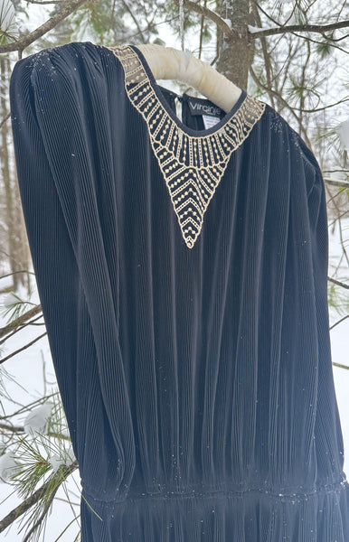 Virginie of Paris Grecian-style Micro Pleat Dress | early 1980s