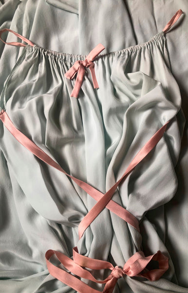 1930s Flowing Tie Silk Nightgown