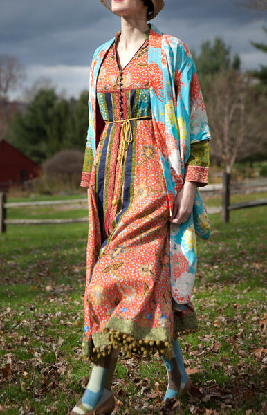 Olive Bauble Peasant Dress